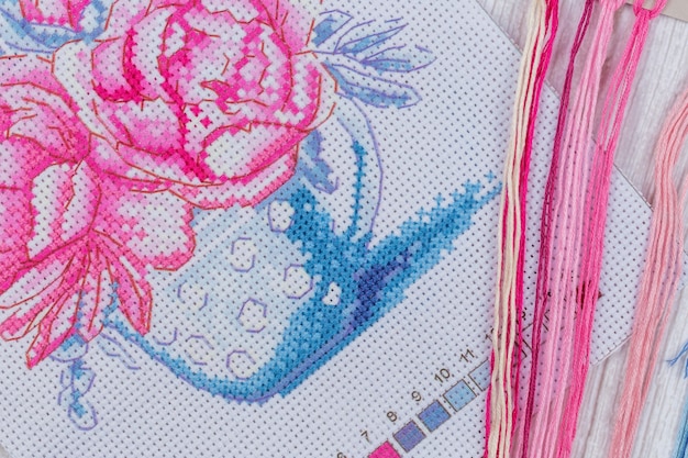 detaliu broderie florală